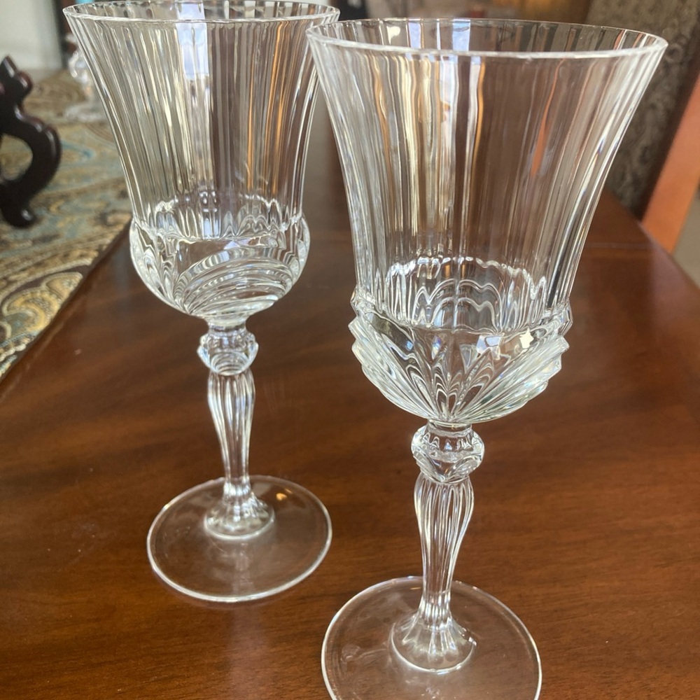 Royal Crystal Rock “Aurea” 7-3/8” wine glasses set of 2 Italy